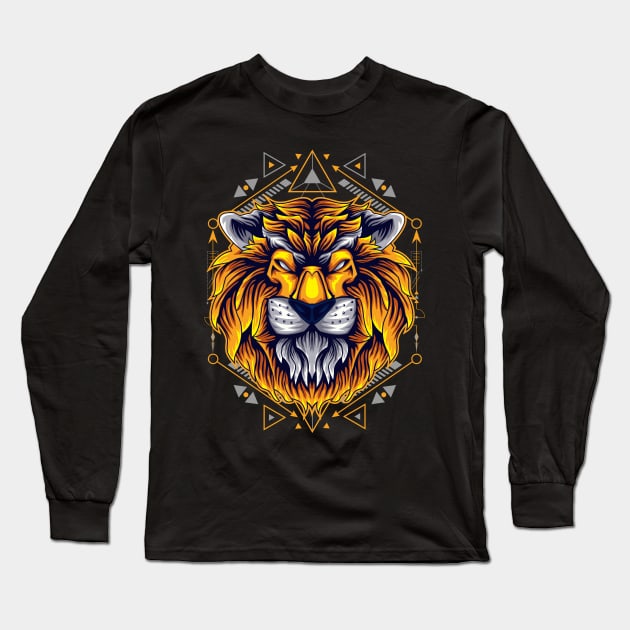 lion face head portrait Long Sleeve T-Shirt by SHINIGAMII